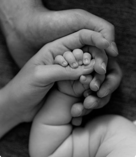 Parent and newborn hands